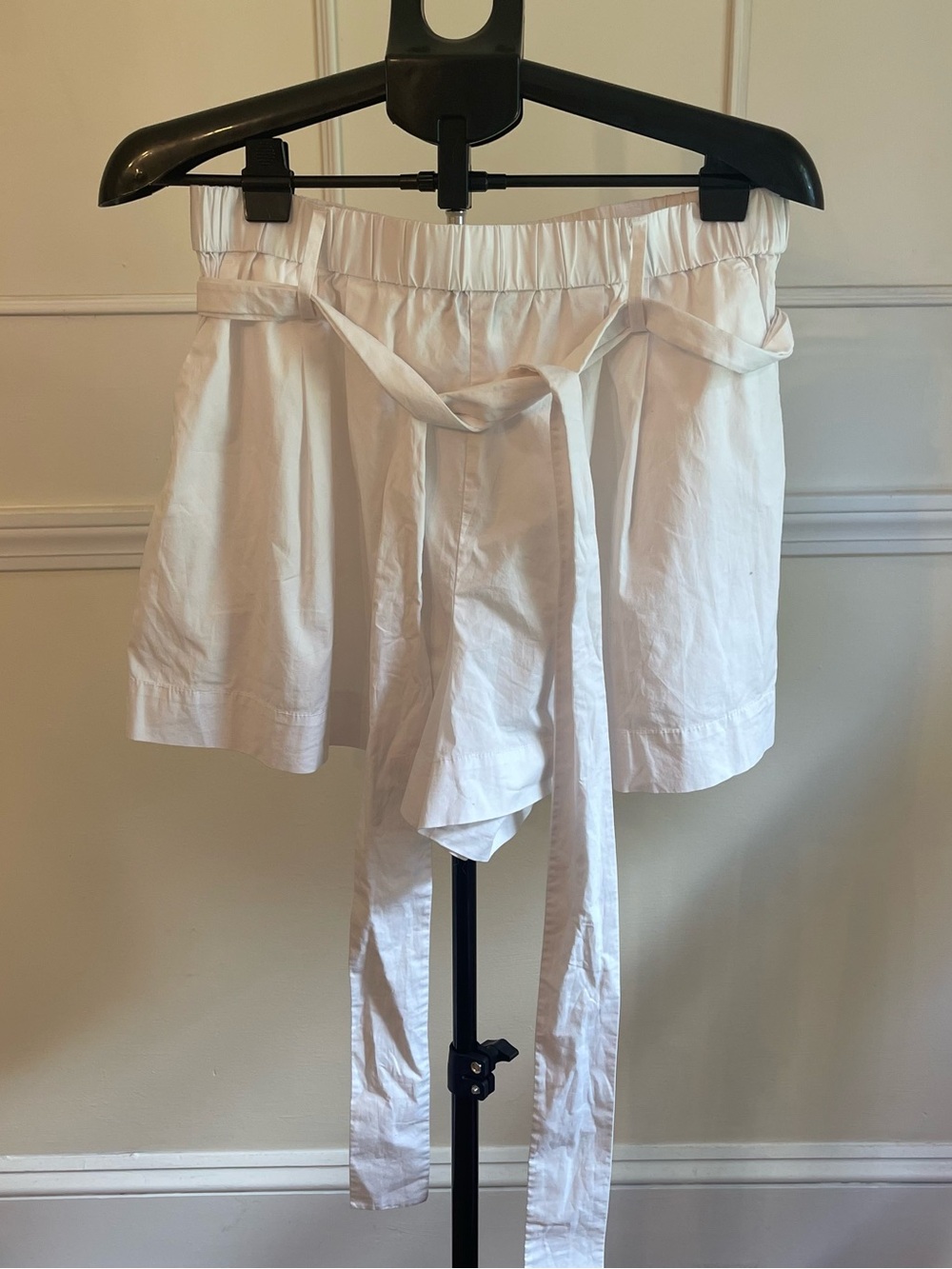 STAUD White High-Waist Tie-Belt Shorts